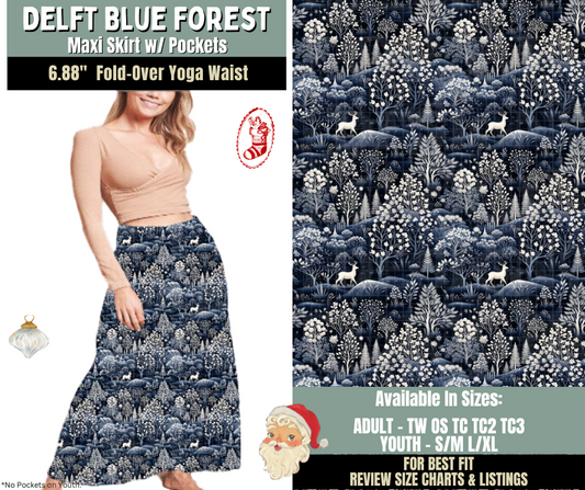 Preorder! Closes 9/15. ETA Dec. Delft Blue Forest Maxi Skirt