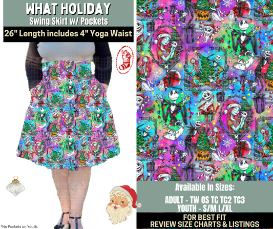 Preorder! Closes 9/15. ETA Dec. What Holiday Swing Skirt