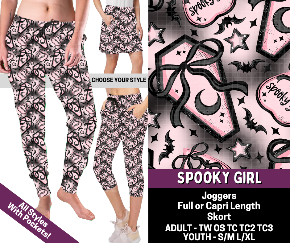Preorder! Closes 7/9. ETA Oct. Spooky Girl Combo Jogger Lengths & Skort