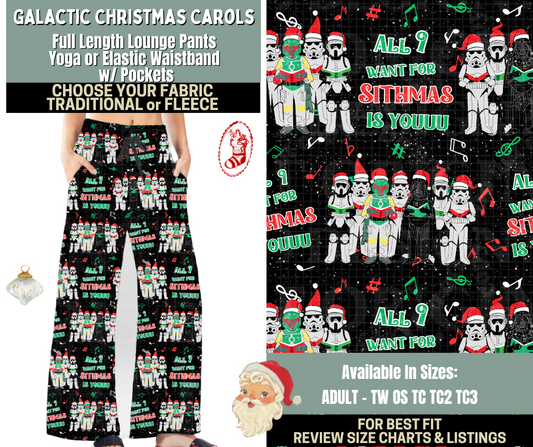 Preorder! Closes 9/15. ETA Dec. Galactic Christmas Carols Lounge Pants Choose Fleece or Traditional