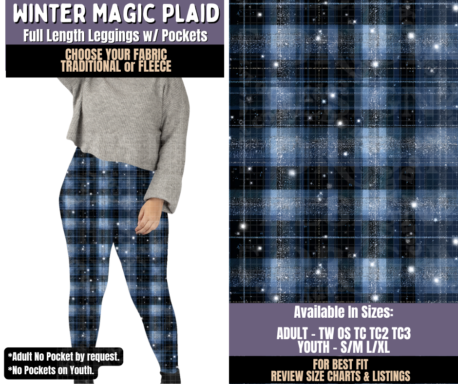 Preorder! Closes 9/3. ETA Dec. Winter Magic Plaid Leggings Choose Fleece or Traditional