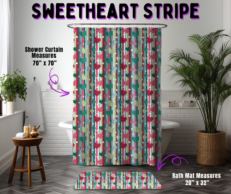 Preorder! Closes 10/21. ETA Jan. Sweetheart Stripe Custom Shower Curtain and/or Bath Mat