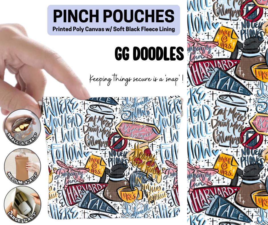 Preorder! Closes 3/11. ETA June. GG Doodles Pinch Pouches in 3 Sizes