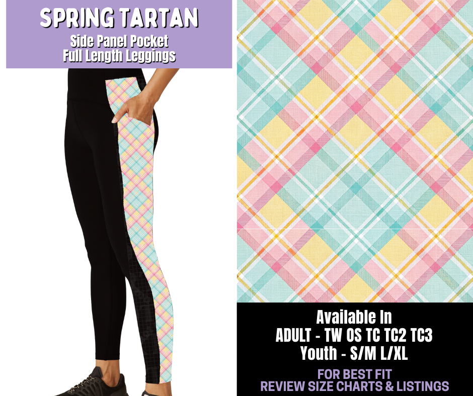 Preorder! Closes 1/22. ETA April. Spring Tartan Side Panel Pocket Full Length Leggings