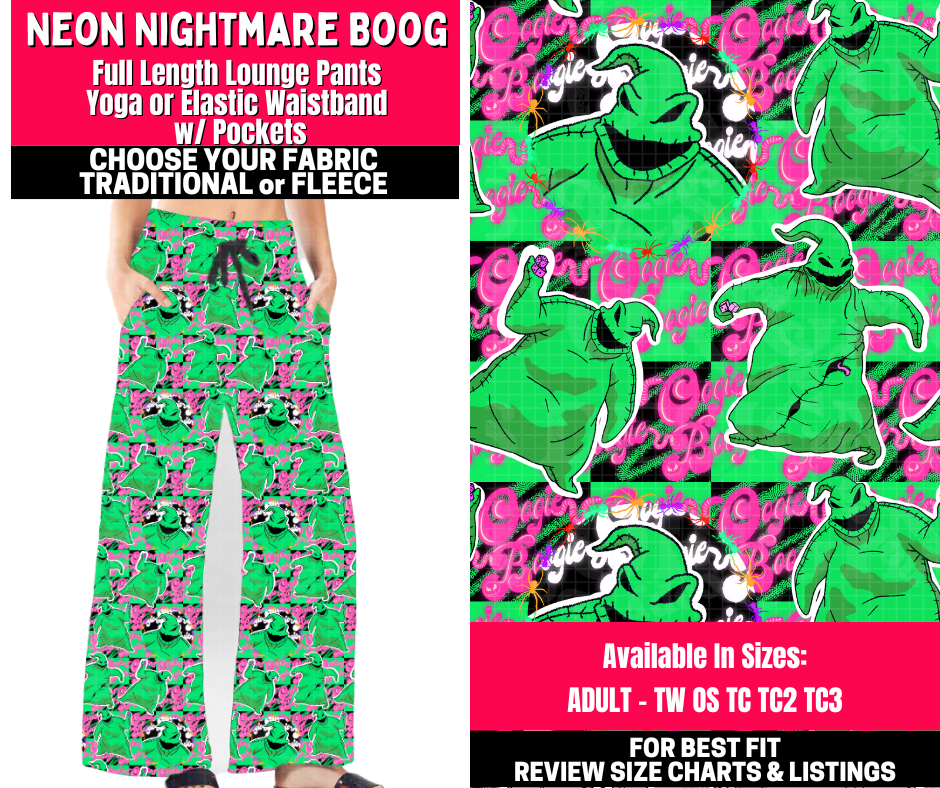 Preorder! Closes 10/23. ETA Jan. Neon Nightmare Boog Lounge Pants Choose Fleece or Traditional