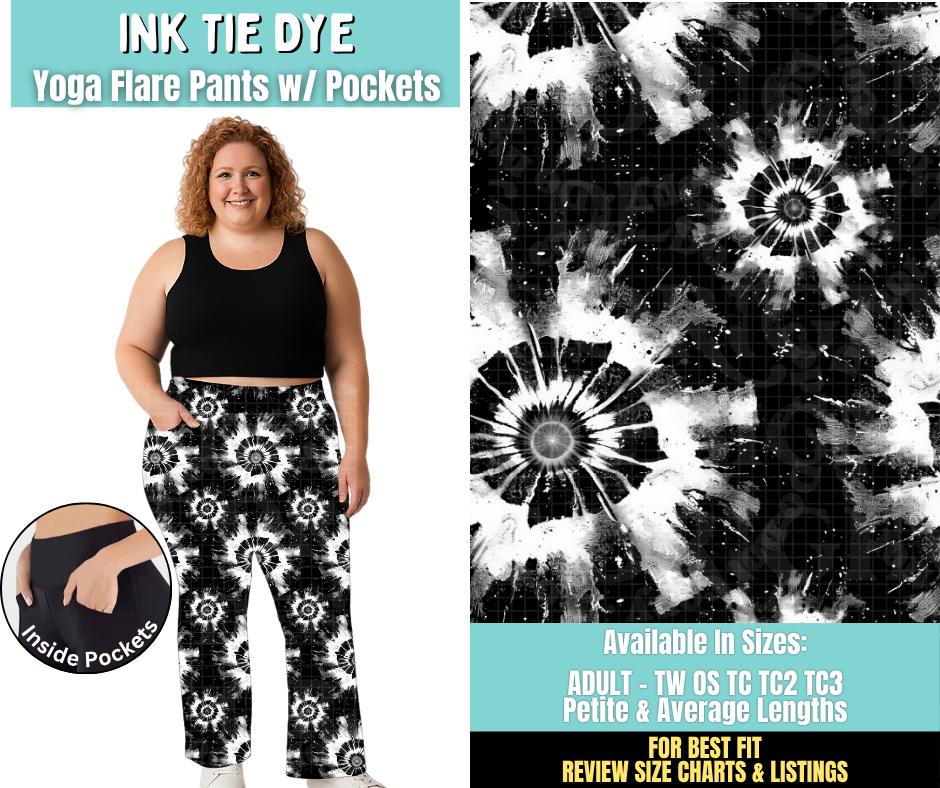 Preorder! Closes 6/25. ETA Sept. Ink Tie Dye Yoga Flare Pants