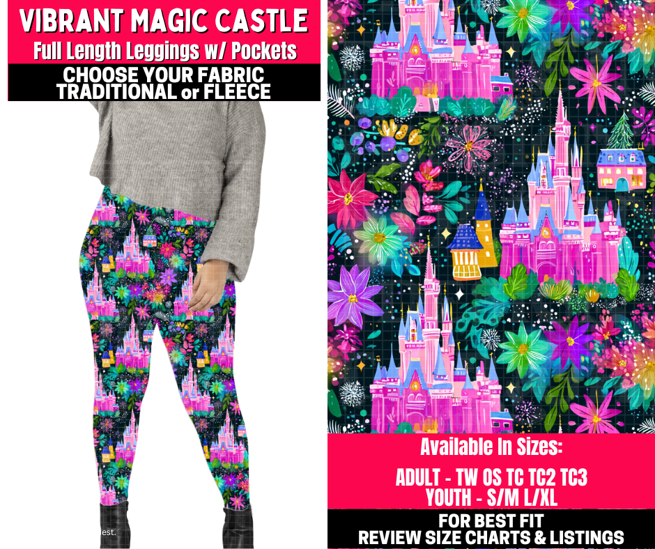 Preorder! Closes 10/23. ETA Jan. Vibrant Magic Castle Leggings Choose Fleece or Traditional
