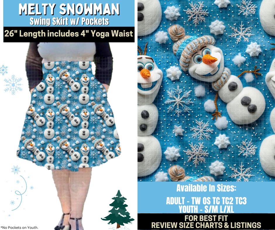Preorder! Closes 8/28. ETA Nov. Melty Snowman Swing Skirt