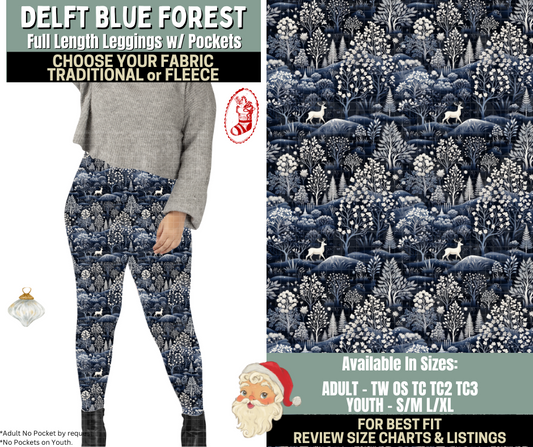 Preorder! Closes 9/15. ETA Dec. Delft Blue Forest Leggings Choose Fleece or Traditional