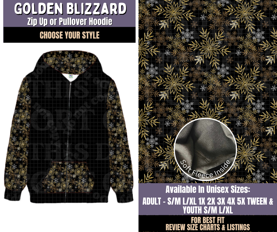 Preorder! Closes 9/3. ETA Dec. Golden Blizzard Zip-Up or Pullover Hoodie