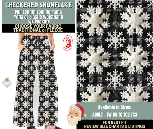 Preorder! Closes 9/15. ETA Dec. Checkered Snowflake Lounge Pants Choose Fleece or Traditional