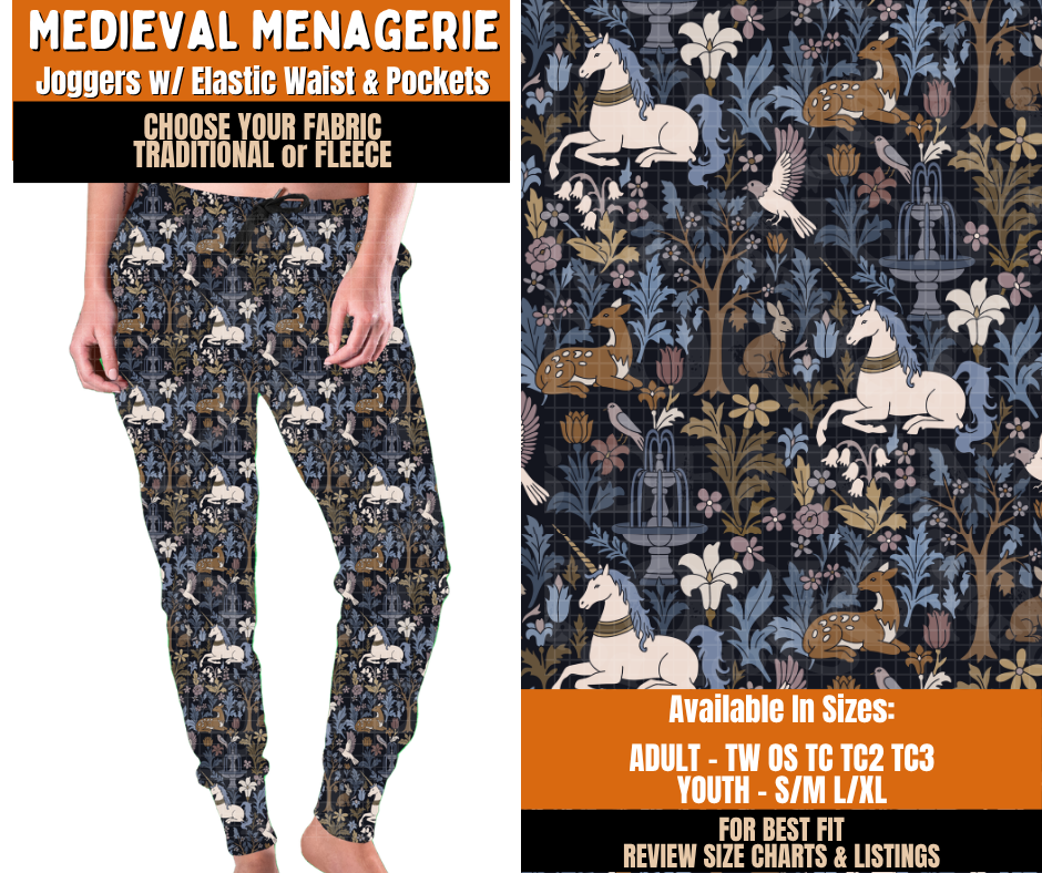 Preorder! Closes 11/2. ETA Feb. Medieval Menagerie Joggers Choose Fleece or Traditional