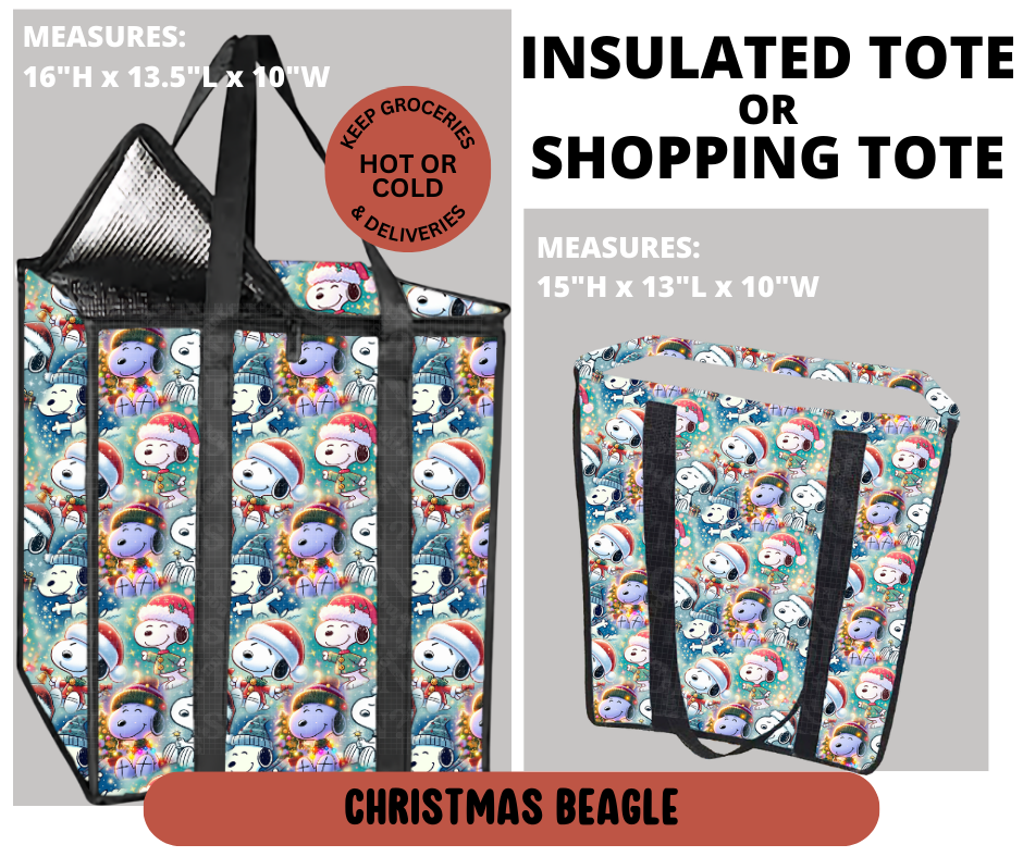Preorder! Closes 9/11. ETA Dec. Christmas Beagle Shopping & Insulated Tote