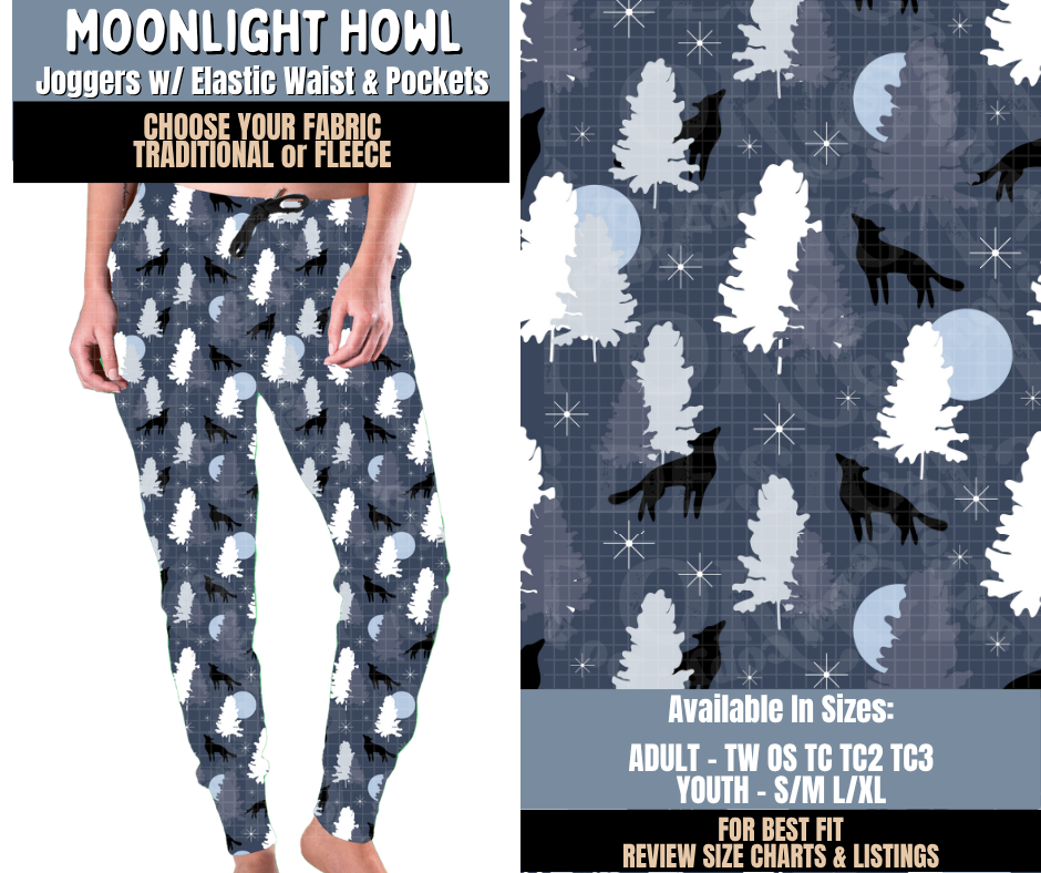 Preorder! Closes 9/24. ETA Dec. Moonlight Howl Joggers Choose Fleece or Traditional