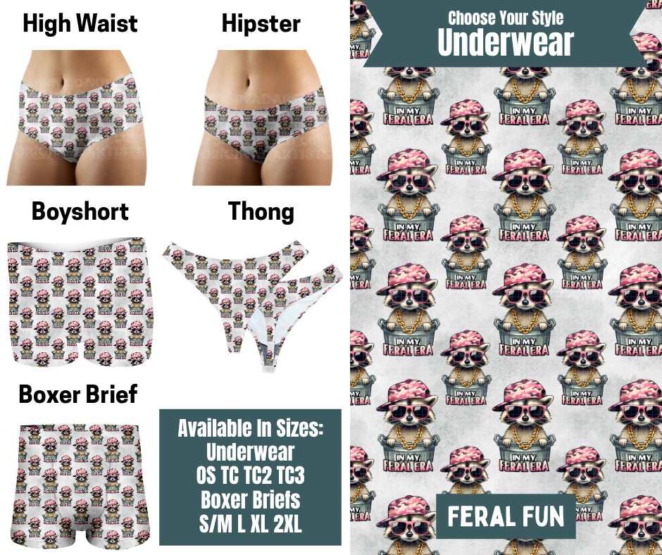 Preorder! Closes 9/30. ETA Dec. Feral Fun Hipster, High Waist, Boyshort, & Thong Underwear & Boxer Briefs