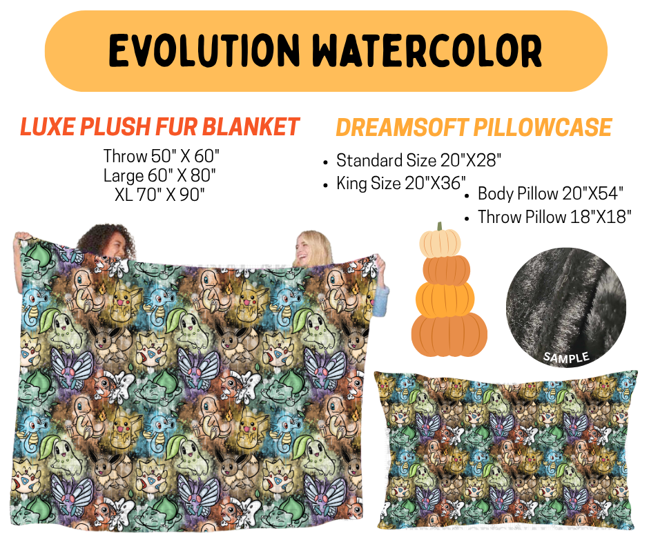 Preorder! Closes 7/8. ETA Oct. Evolution Watercolor Fur Blanket and/or DreamSoft Pillowcase