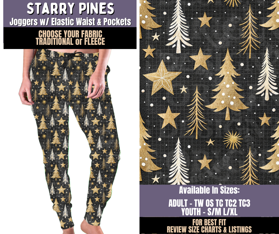 Preorder! Closes 9/3. ETA Dec. Starry Pines Joggers Choose Fleece or Traditional