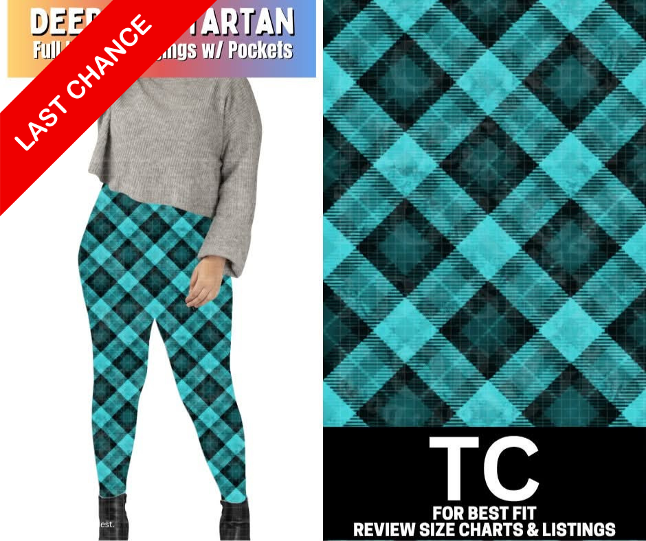 Deep Teal Tartan Fleece Leggings