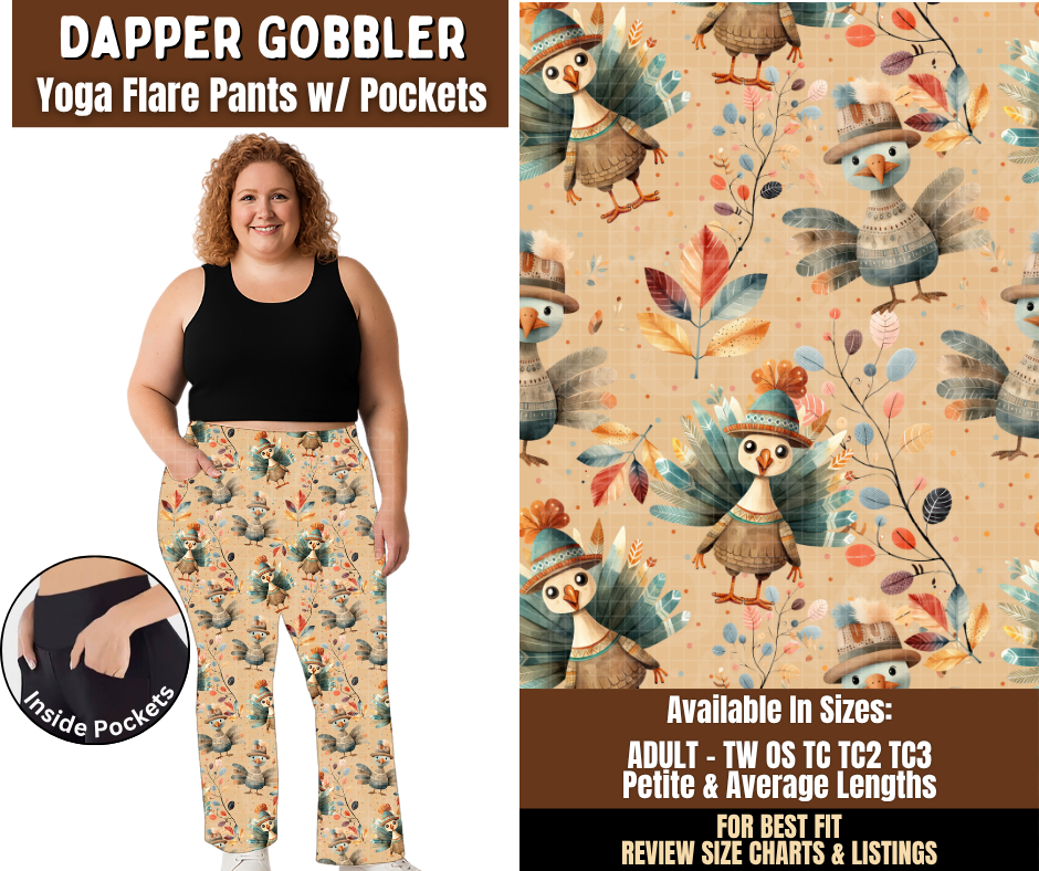 Preorder! Closes 7/29. ETA Oct. Dapper Gobbler Yoga Flare Pants