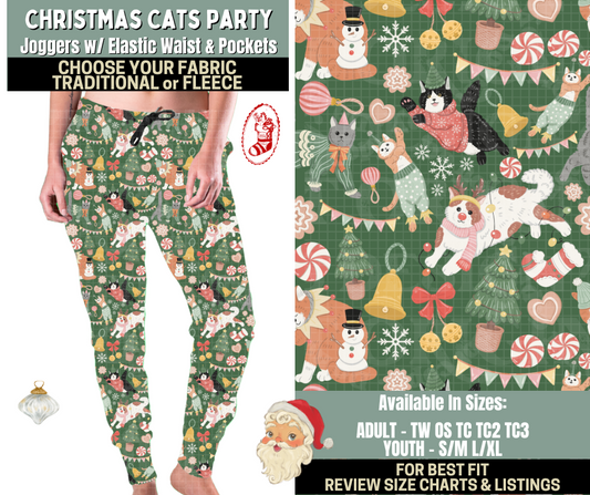Preorder! Closes 9/15. ETA Dec. Christmas Cats Party Joggers Choose Fleece or Traditional