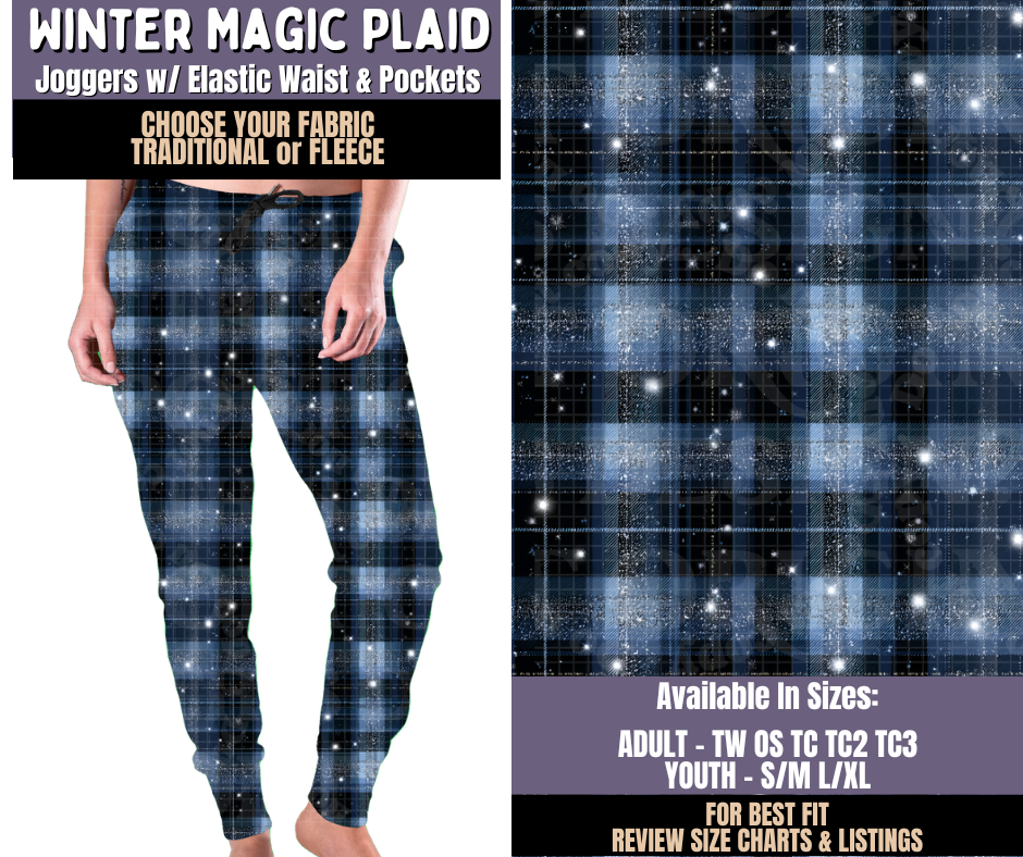 Preorder! Closes 9/3. ETA Dec. Winter Magic Plaid Joggers Choose Fleece or Traditional