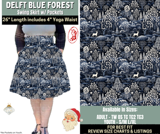 Preorder! Closes 9/15. ETA Dec. Delft Blue Forest Swing Skirt