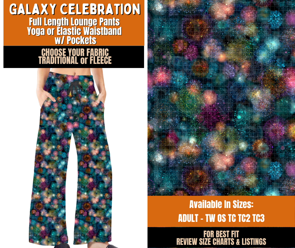 Preorder! Closes 11/2. ETA Feb. Galaxy Celebration Lounge Pants Choose Fleece or Traditional