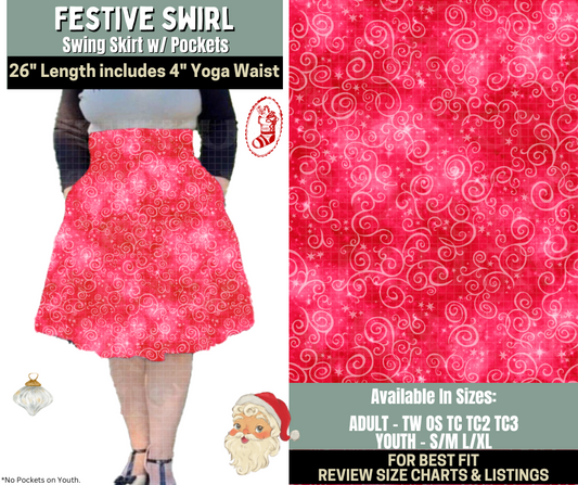 Preorder! Closes 9/15. ETA Dec. Festive Swirl Swing Skirt