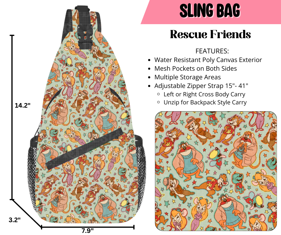 Preorder! Closes 9/17. ETA Dec. Rescue Friends Sling Bag