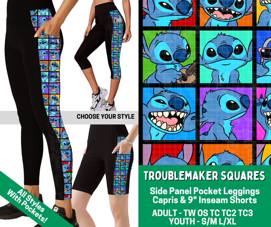 Preorder! Closes 2/18. ETA May. Troublemaker Squares Combo Side Panel Legging Lengths