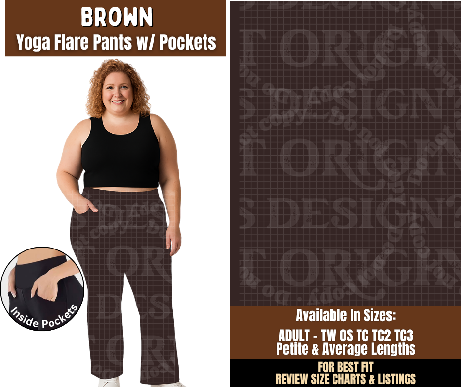 Preorder! Closes 7/29. ETA Oct. Brown Yoga Flare Pants