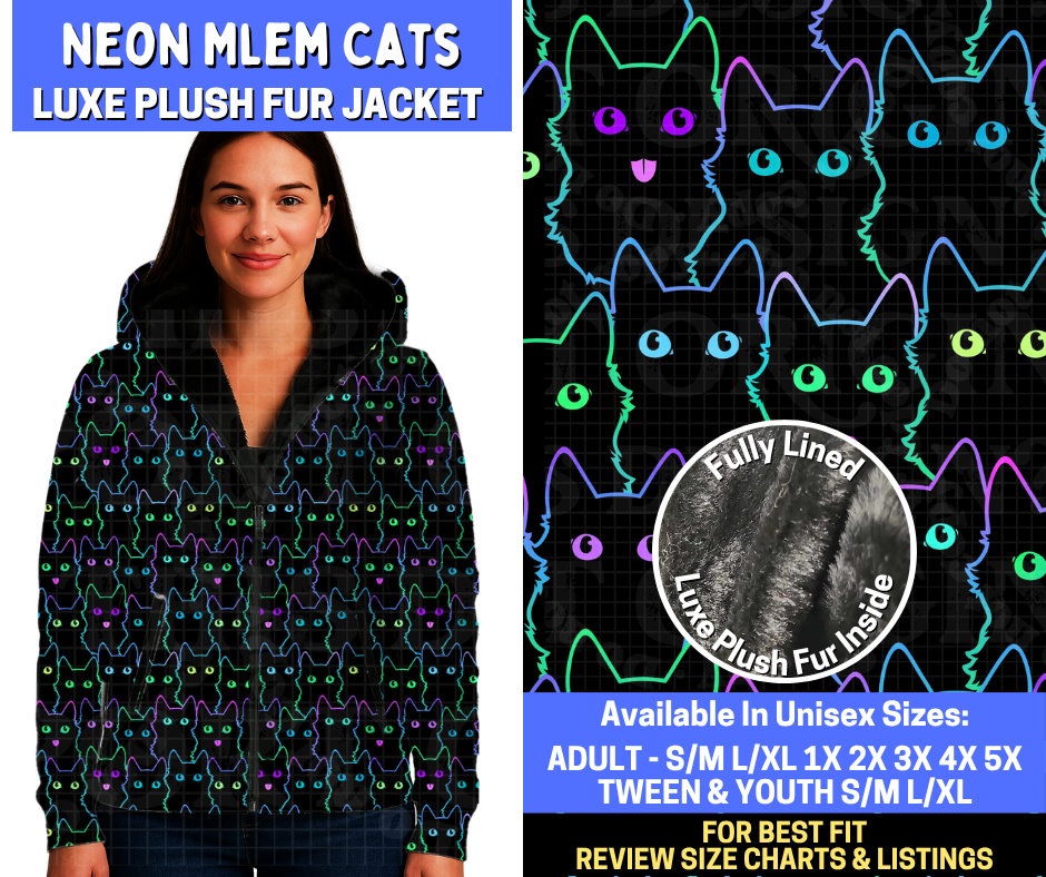 Preorder! Closes 10/29. ETA Jan. Neon Mlem Cats Luxe Fur Jacket