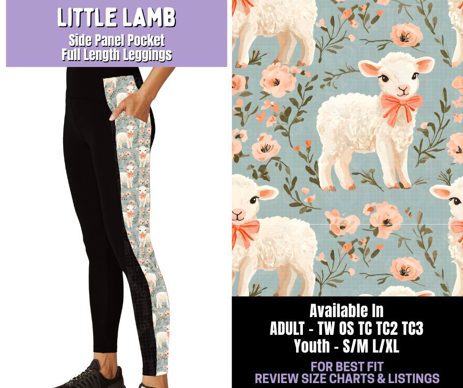 Preorder! Closes 1/22. ETA April. Little Lamb Side Panel Pocket Full Length Leggings
