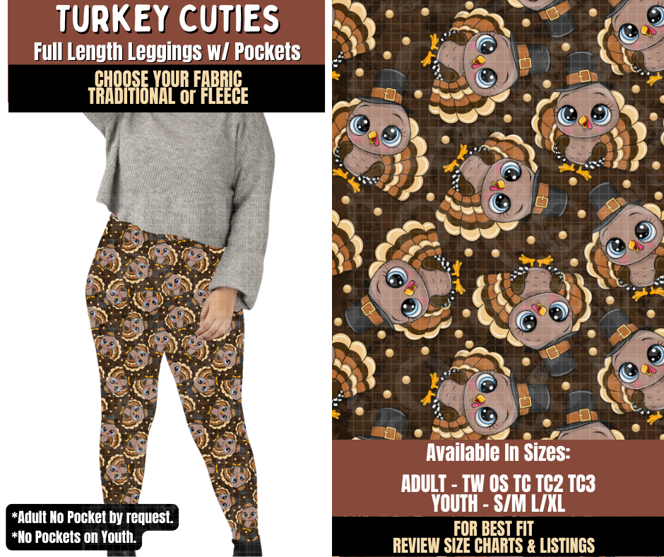Preorder! Closes 7/27. ETA Oct. Turkey Cuties Leggings Choose Fleece or Traditional
