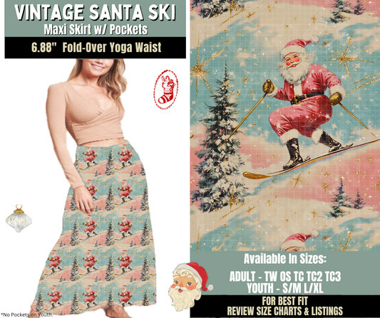 Preorder! Closes 9/15. ETA Dec. Vintage Santa Ski Maxi Skirt
