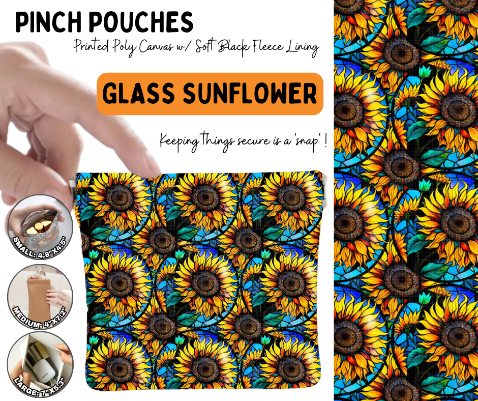 Preorder! Closes 6/17. ETA Sept. Glass Sunflower Pinch Pouches in 3 Sizes