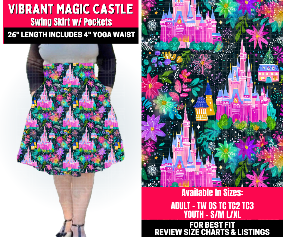 Preorder! Closes 10/23. ETA Jan. Vibrant Magic Castle Swing Skirt