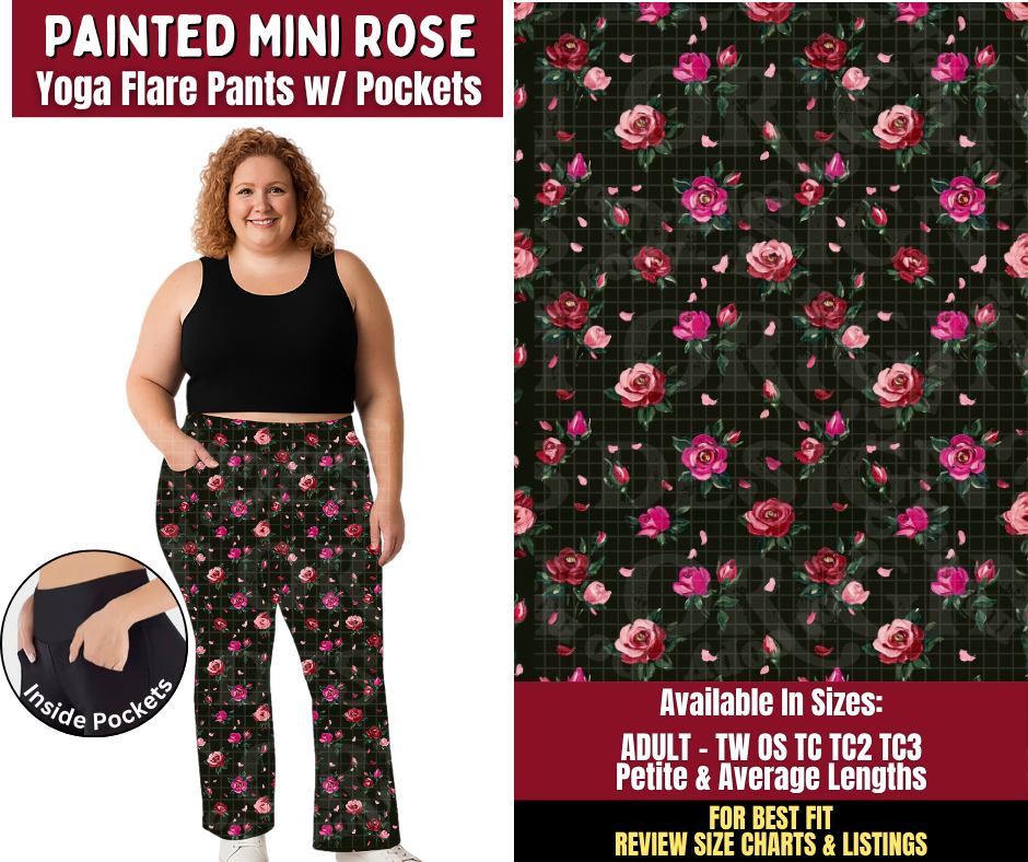 Preorder! Closes 9/28. ETA Dec. Painted Mini Rose Yoga Flare Pants