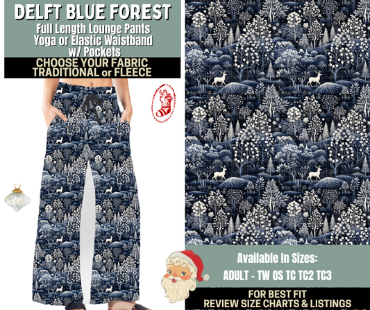Preorder! Closes 9/15. ETA Dec. Delft Blue Forest Lounge Pants Choose Fleece or Traditional