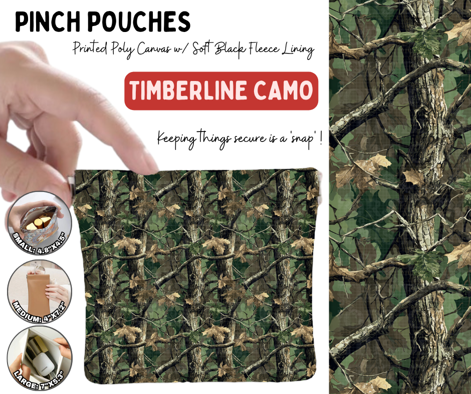 Preorder! Closes 10/5. ETA Jan. Timberline Camo Pinch Pouches in 3 Sizes