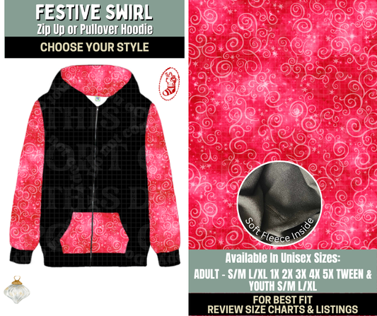 Preorder! Closes 9/15. ETA Dec. Festive Swirl Zip-Up or Pullover Hoodie