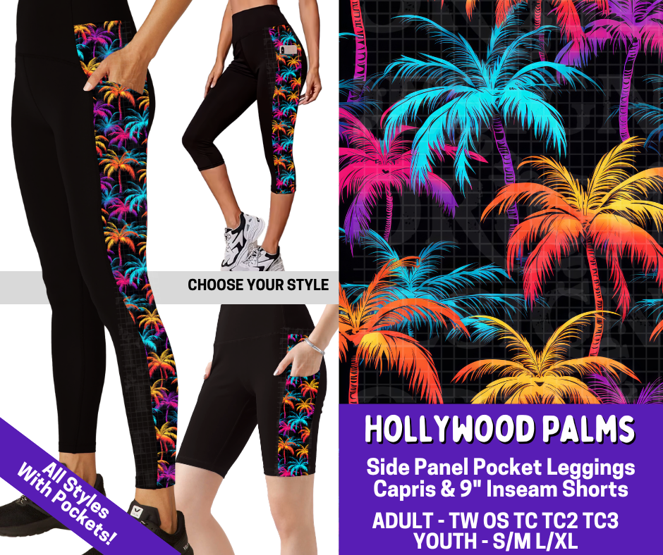 Preorder! Closes 4/9. ETA June. Hollywood Palms Combo Side Panel Legging Lengths