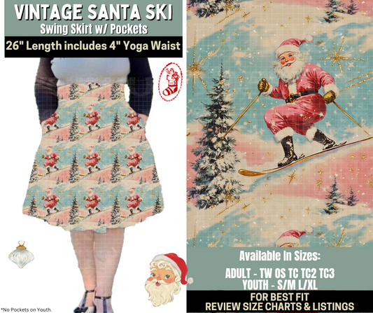 Preorder! Closes 9/15. ETA Dec. Vintage Santa Ski Swing Skirt