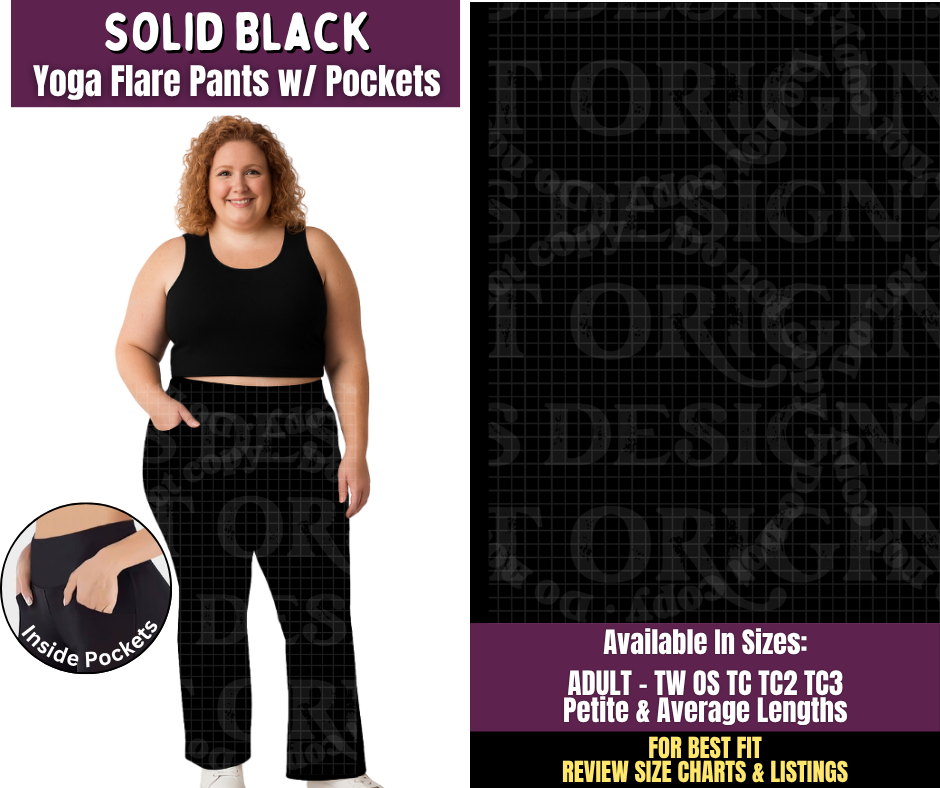 Preorder! Closes 11/4. ETA Feb. Solid Black Yoga Flare Pants