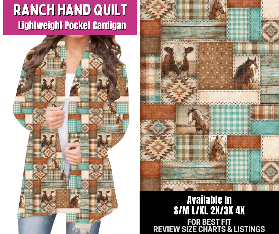 Preorder! Closes 6/18. ETA Sept. Ranch Hand Quilt Pocket Cardigan