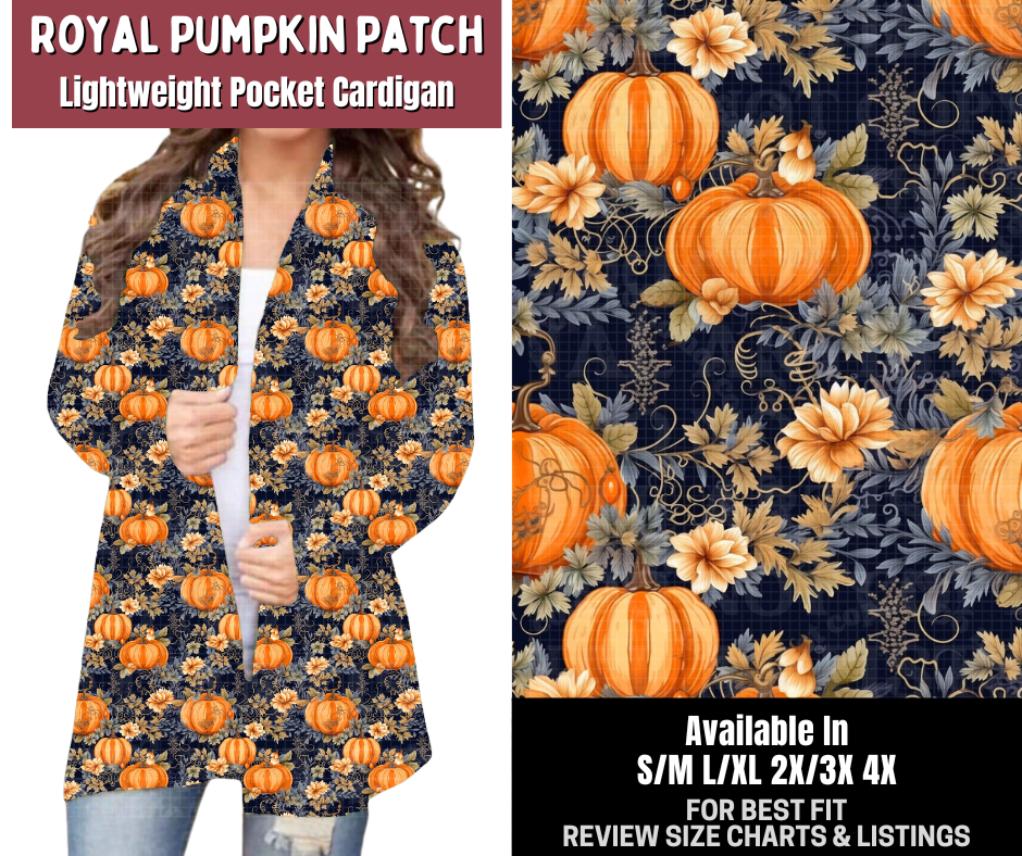 Preorder! Closes 7/23. ETA Oct. Royal Pumpkin Patch Pocket Cardigan
