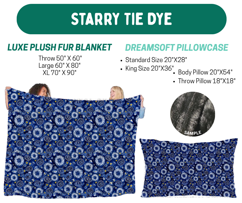 Preorder! Closes 10/12. ETA Jan. Starry Tie Dye Luxe Plush Fur Blanket and/or DreamSoft Pillowcase