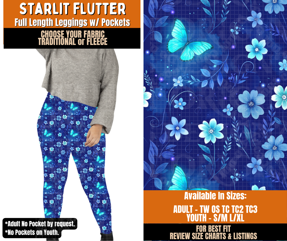 Preorder! Closes 11/2. ETA Feb. Starlit Flutter Leggings Choose Fleece or Traditional