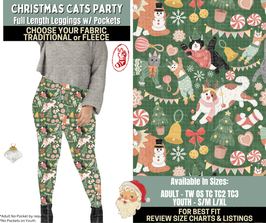 Preorder! Closes 9/15. ETA Dec. Christmas Cat Party Leggings Choose Fleece or Traditional