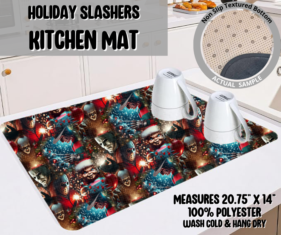 Preorder! Closes 9/10. ETA Dec. Holiday Slashers Kitchen Mat